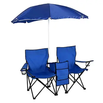 מתקפל של פיקניק קמפינג חוף כפול כיסא+מטריה שולחן מגניב דיג לקפל