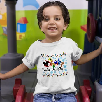 דיסני אח אחות תחפושת מיקי הדפסה ילדים לבנים חולצות אופנתי פופולרי חופשה משפחתית באיכות גבוהה קריקטורה Y2K הילד טי