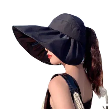 ריק העליון שמש כובע נשי נסיעות קיץ ביץ ' כובע נשים פרפר הדפסת גדול ברים חיצוני מסנן קרינה Uv להגנה מתקפל