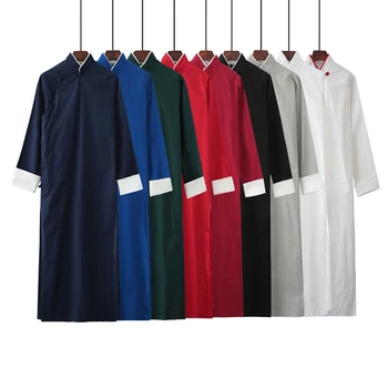 9 צבעים בסגנון סיני מסורתי רטרו זכר סיני טאנג חליפת קונג-פו שמלת סיני Crosstalk טוניקה חליפת כותנה טהורה שמלת פשתן