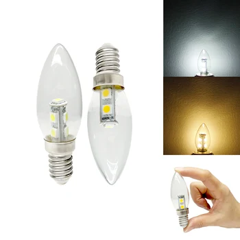 E14 C25 אור נר LED נורות 5050 SMD 7LEDs 3W מעטפת זכוכית קר, לבן חם להחליף מנורות הלוגן 20W הבית עיצוב חדר השינה
