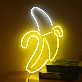 הוביל בננה מנורת ניאון דוגמנות קישוט חלון בר השינה רשת מפורסמת קישוט החדר