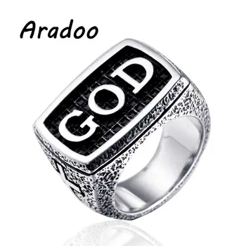 פלדת טיטניום צלב אלוהים טבעת וינטג נירוסטה יציקת הטבעת ליל כל הקדושים מתנה טבעת