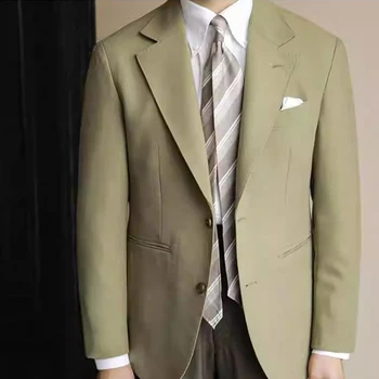 סלים אופנה ג 'קט של חליפה לגברים 2023 מוצק צבע דש אחת עם חזה תחפושות של גברים אלגנטי בלייזר Mens' קטים מעילים אדם