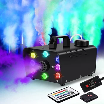 1Set הבמה מכונת עשן עם 8 נורות LED 16 צבעים אפקט מכונת ערפל ליל כל הקדושים שלד מכונת ערפל לנו לחבר
