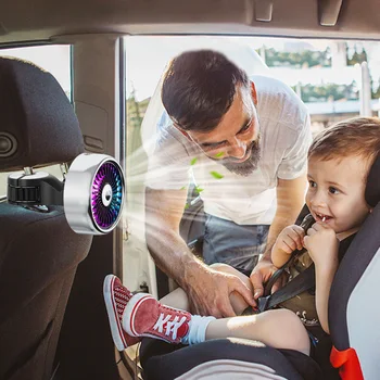 במושב האחורי של רכב קירור מאוורר 360 תואר סיבוב רכב אוטומטי קירור אוויר מאוורר USB זרימת אוויר אוהדים 3 מהירות הרכב מושב אחורי אוויר מאוורר