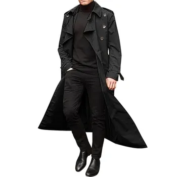 2023 גברים כפול עם חזה טרנץ מעיל חורף מעיל יוקרה אמצע אורך מעיל קוריאני אופנה רחוב ללבוש בגדי גברים ועוד