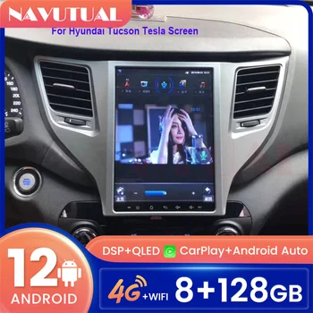 הרדיו ברכב עבור יונדאי טוסון אנדרואיד 12 סטריאו ברכב נגן מולטימדיה ניווט GPS אודיו וידאו IPhone Carplay-FM-TV WIFI 4G