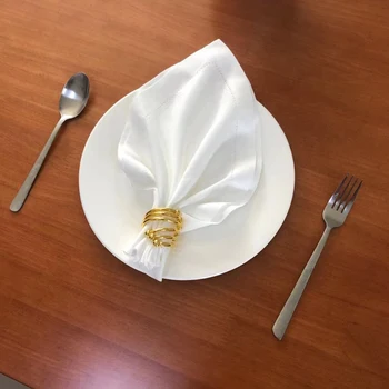 12pcs לבן סאטן כותנה מפיות שולחן חתונה מפיות בד מסיבת חתונה שולחן מבד מפיות פוליאסטר מסעדה Handkerchie