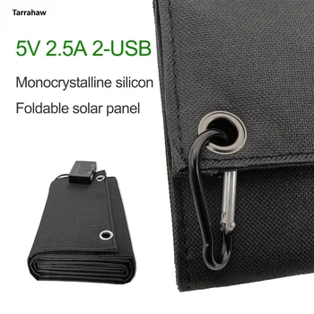 25W Monocrystalline סולארית 2 USB נייד פוטו פאנל קיפול שקית חיצונית בנק כוח טיולים מטען לטלפון נייד
