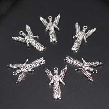 20pcs מצופה כסף Saintess מלאך תליון היפ הופ עגילים צמיד מתכת אביזרי DIY קסמים תכשיטים מלאכת יד עושה