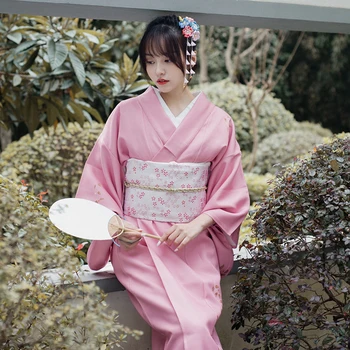 נשים היפני המסורתי, הקימונו הדפסים פרחוניים רשמית יאקאטה רטרו שמלה ארוכה תחפושות קוספליי צילום השמלה