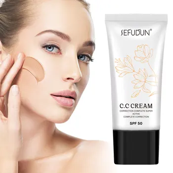 גוון העור התאמת CC Cream SPF 50 צבע תיקון כוונון עצמי על איפור נשים פריימר לאורך זמן קרם בסיס