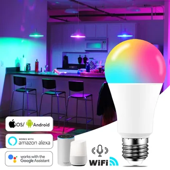 B22 E27 WiFi חכם הנורה 15W RGB LED ניתן לעמעום הנורה שליטה קולית המנורה פונקצית טיימר קסם הנורה עובדת עם אלקסה הבית של Google