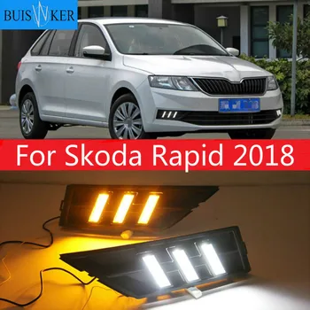 1 סט DRL עם צהוב מפנה אות המכונית DRL LED בשעות היום הפעלת אור ערפל אור על סקודה ראפיד 2018