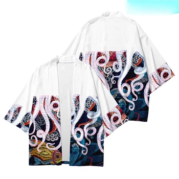 החדשה בתוספת גודל XXS-6XL תמנון הדפסה חופשי אופנת רחוב יפנית קרדיגן נשים גברים Harajuku Haori קימונו Cosplay גבי חולצות 