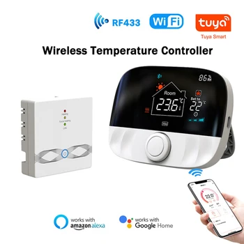 Tuya RF אלחוטית WiFi חכם התרמוסטט,RF433 מים בדוד גז /מפעיל לתכנות בקר טמפרטורה תמיכה אלקסה Google