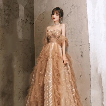 בציר פיה חופש כתף שמלות לנשף 2022 הנסיכה רב קו טול באורך רצפת שמלות מסיבת טוסט בגדים