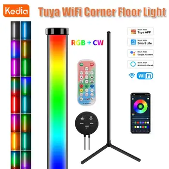 Kedia Tuya WiFi קומה מנורה-RGB LED מקורה קישוט הבית פינה מנורת רצפה עיצוב חדר השינה האטמוספרי עומד לעמוד תאורה