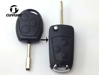 3 כפתורים שונה קיפול הפוך המרוחק מפתח מעטפת עבור פורד מונדיאו FOB תיק עם לוגו