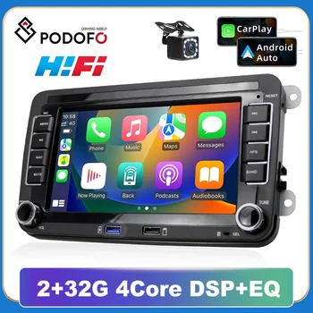 Podofo אנדרואיד 11 רדיו במכונית עבור פולקסווגן פולו גולף 5 6 פלוס פאסאט B6 ' טה TIGUAN 2 din Carplay אודיו סטריאו ניווט GPS