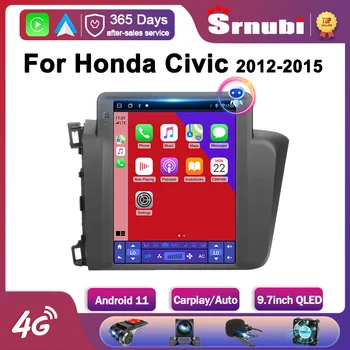 Srnubi אנדרואיד 11 רדיו במכונית עבור הונדה סיוויק 2012-2015 מולטימדיה וידאו 2Din 4G WiFi Carplay ניווט GPS 9.7