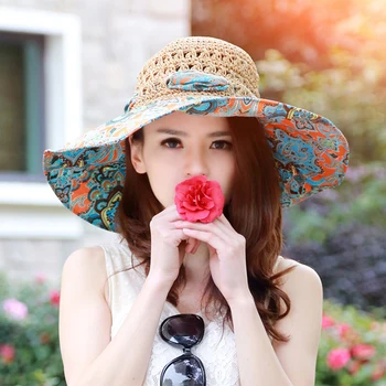 קיץ חדשה רוח לאומית קרם הגנה כובעי קש חיצוני עבור נשים גדול ברים דלי אופנה כובע חוף Uv דייג קאפ