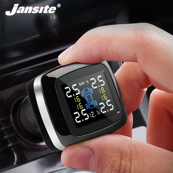 Jansite המכונית TPM מצית מערכת ניטור לחץ צמיגים חיישנים מתכוונן להציג זווית אוטומטי אזעקה לחץ