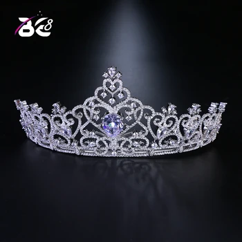 8 יוקרה כלה AAA מעוקב זירקון כתרים כתר נסיכה מלכה בטקס הסיום הכתר בגימור היופי חתונה שיער Accessorie H108
