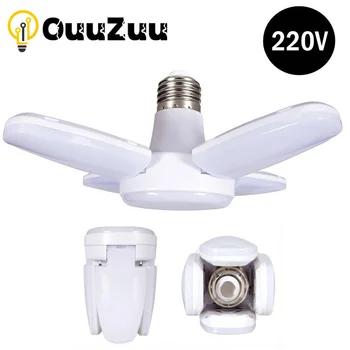 28W מתקפלת LED נורת E27 אוהד להב מנורת LED AC 220V קשית Lampada הזרקור הביתה פנל תקרה בחדר המוסך תאורה