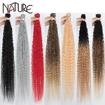 הטבע השיער הסינתטי סוטה קוקו מתולתל שיער חבילות 34 אינץ '100 גר' ארוך שיער סינתטי לארוג Ombre חום בלונדינית הארכת שיער