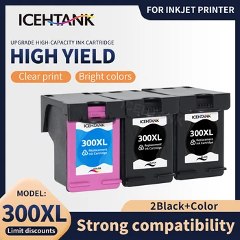 Icehtank עבור HP 300XL 300 XL Black & Tri-צבע דיו מילוי דיו HP Deskjet D1620 D1630 D1658 D1660 F2410 F2418 F2420