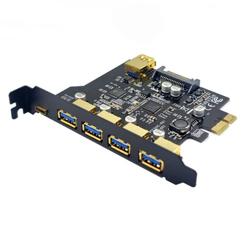 PCIE USB כרטיס הרחבה PCI Express X1 USB Type C + 4 פורט חיצוני USB3.0 + 1 נמל פנימי USB3.0 לוח PCI-E USB 3.2 Riser
