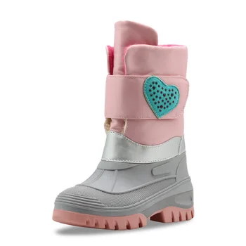 ילדים חורף שלג מגפיים ורודים נעליים חמות לעבות הנעלה סוליית גומי Zip עבור ילדים ילד חיצונית בנות בתוספת קטיפה עמיד למים