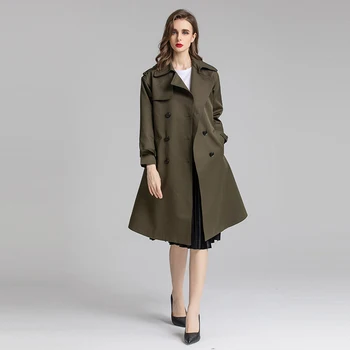 MIUXIMAO 2022 באיכות גבוהה סתיו&החורף אלגנטי מעיל שרוול ארוך מחורצים משולש עם חזה חגורת אופנה מזדמן מעיל נשים Vestide