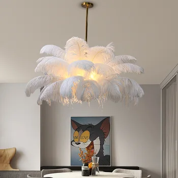 נורדי צבעוני נוצה נברשת מודרנית פשוטה Led תליון אור חיה חדר אוכל חדר שינה מטבח עיצוב הבית Hanglamp